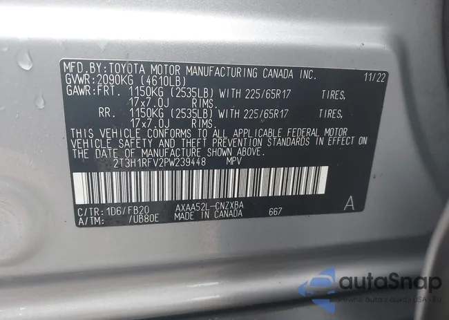 2T3H1RFV2PW239448: 43300722