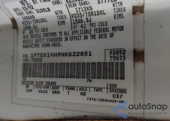 1FTEX14N9NKB22851: 43300726