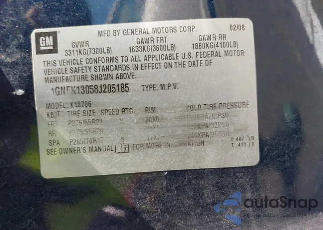 1GNFK13058J205185: 43301817