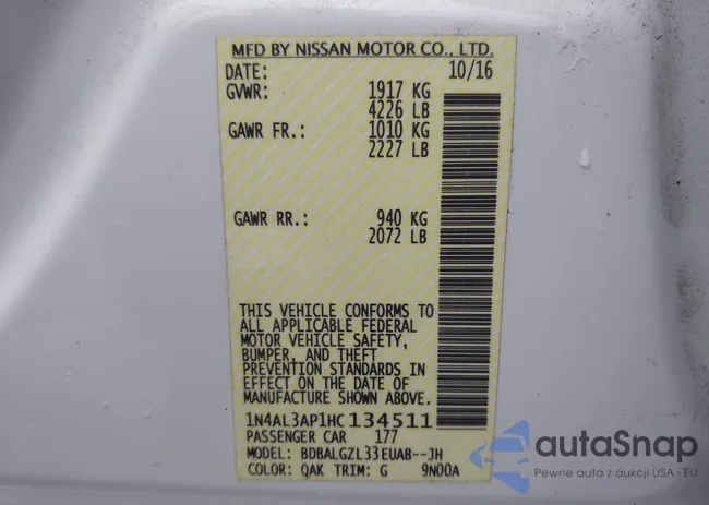 1N4AL3AP1HC134511: 43301916