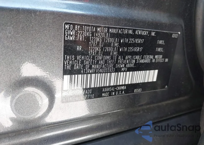 4T3RWRFV5NU055933: 43302108