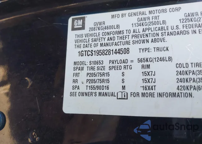 1GTCS195828144508: 43302314