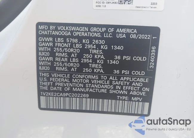 1V2KE2CA9PC202269: 43301383