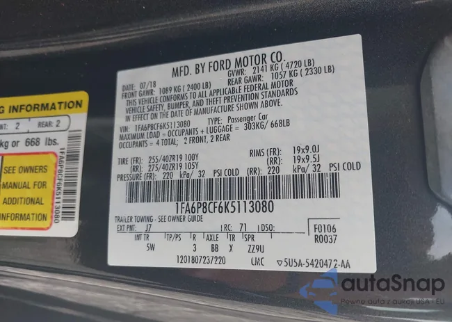 1FA6P8CF6K5113080: 43301394