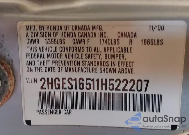 2HGES16511H522207: 43301417