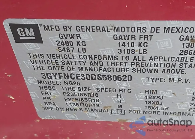 3GYFNCE30DS580620: 43301491