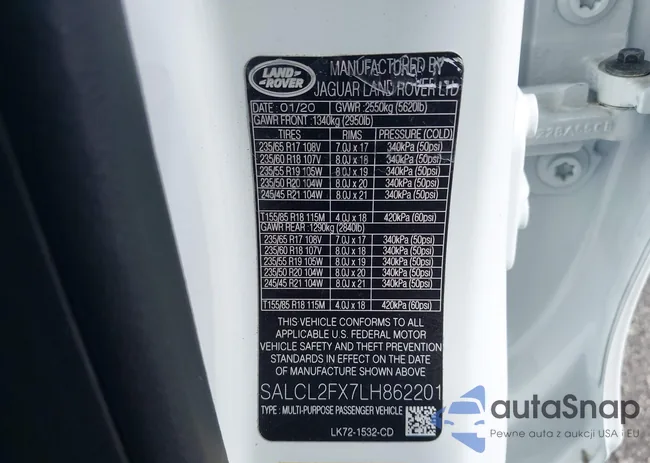 SALCL2FX7LH862201: 43301514