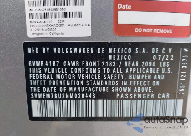 3VWEM7BU2NM026443: 43301524