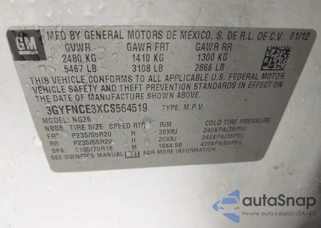 3GYFNCE3XCS564519: 43301541