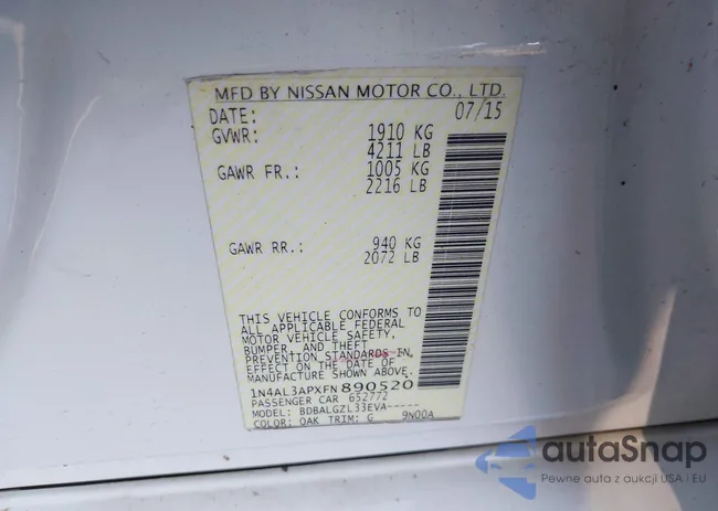 1N4AL3APXFN890520: 43301584