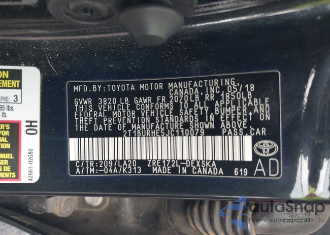 2T1BURHE5JC110079: 43301736