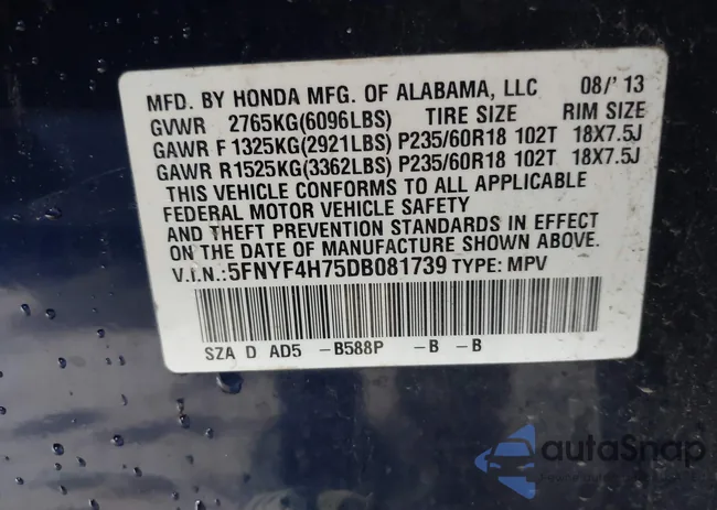 5FNYF4H75DB081739: 43301750