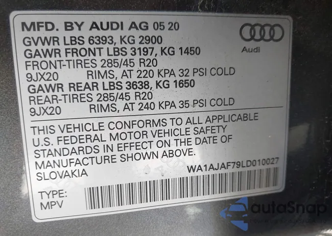 WA1AJAF79LD010027: 43302810