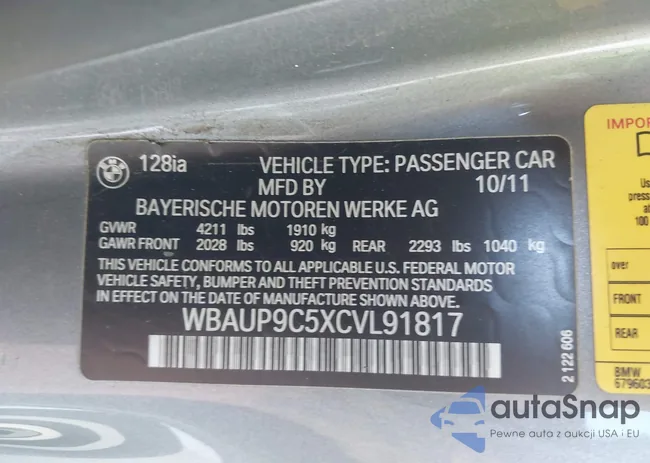 WBAUP9C5XCVL91817: 43303010