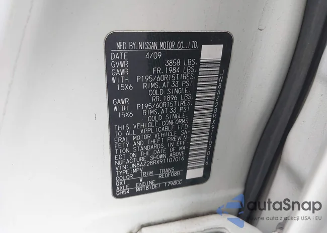 JN8AZ28RX9T107016: 43303061