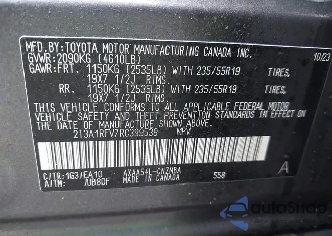 2T3A1RFV7RC399539: 43303069