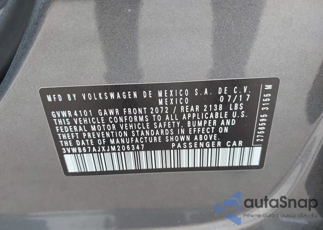 3VWB67AJXJM206347: 43303083