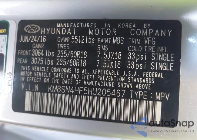 KM8SN4HF5HU205467: 43303092