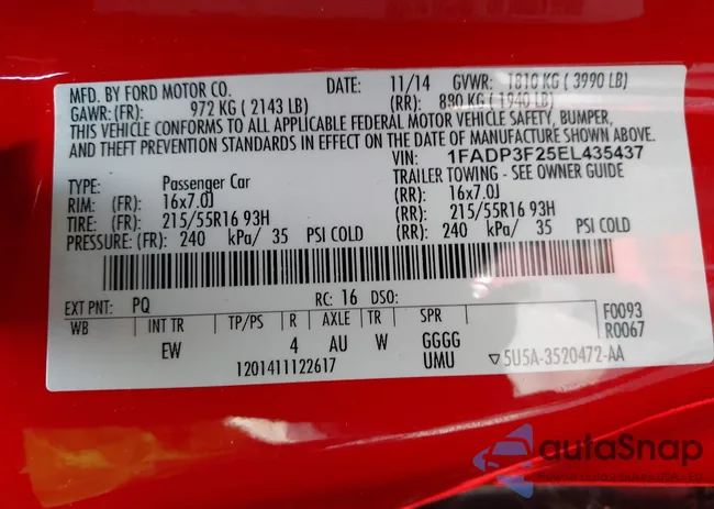 1FADP3F25EL435437: 43303178