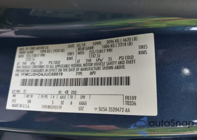 1FMCU0HD4JUC68919: 43303302