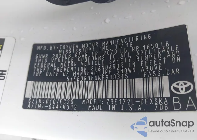 5YFBURHE0KP919345: 43303350