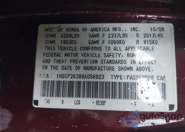 1HGCP26399A056923: 43303376