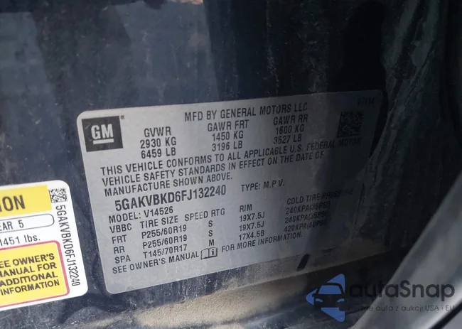 5GAKVBKD6FJ132240: 43303377