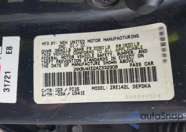 1NXBU4EE2AZ332908: 43302455