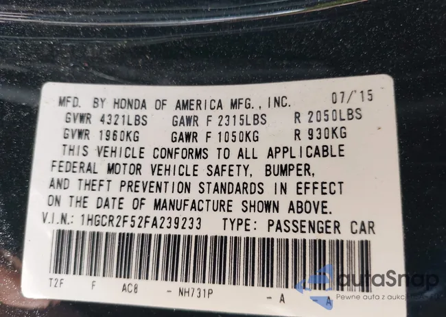 1HGCR2F52FA239233: 43302617