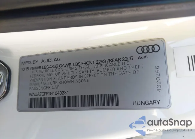 WAUA7GFF1G1049231: 43302685