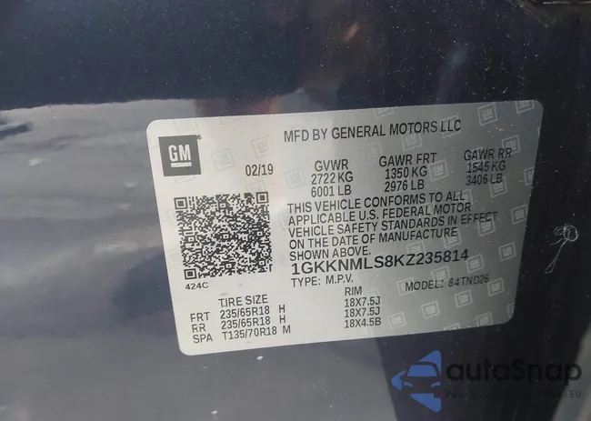 1GKKNMLS8KZ235814: 43302769