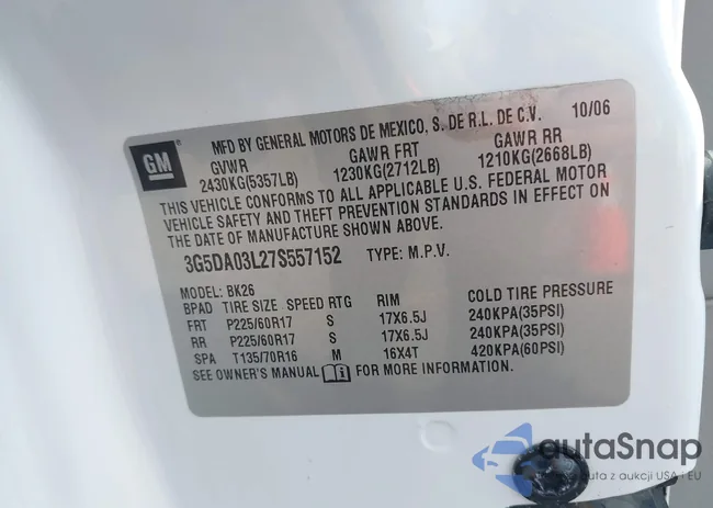 3G5DA03L27S557152: 43303817