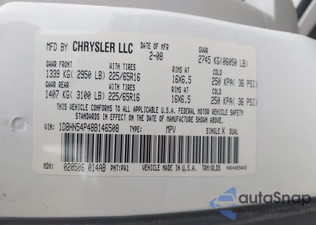 1D8HN54P48B146508: 43303820