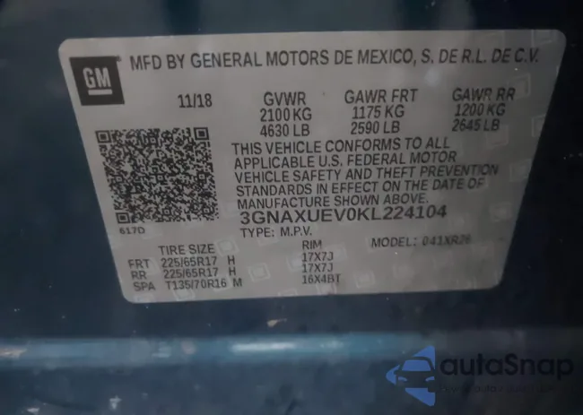 3GNAXUEV0KL224104: 43303840