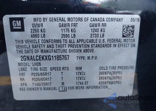 2GNALCEKXG1185767: 43303917