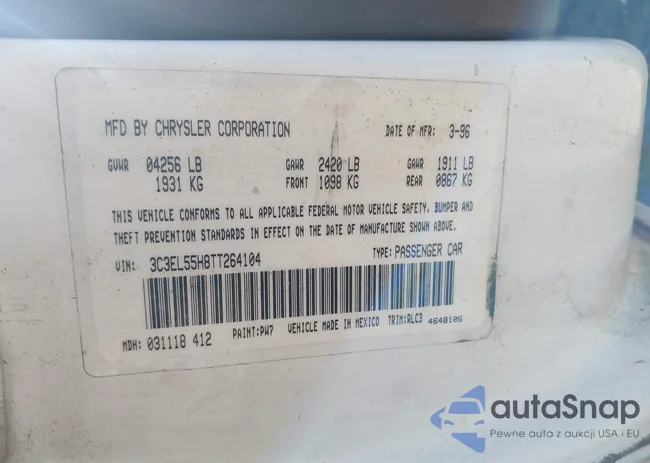 3C3EL55H8TT264104: 43303946