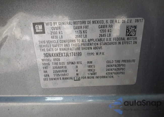 3GNAXKEX7JL174189: 43304003