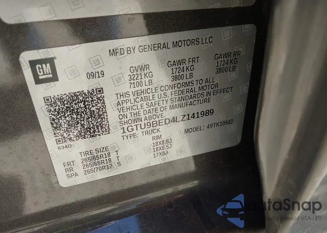 1GTU9BED4LZ141989: 43304092