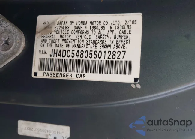 JH4DC54805S012827: 43304219