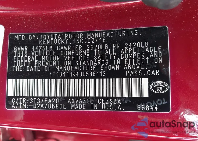 4T1B11HK4JU586113: 43304236