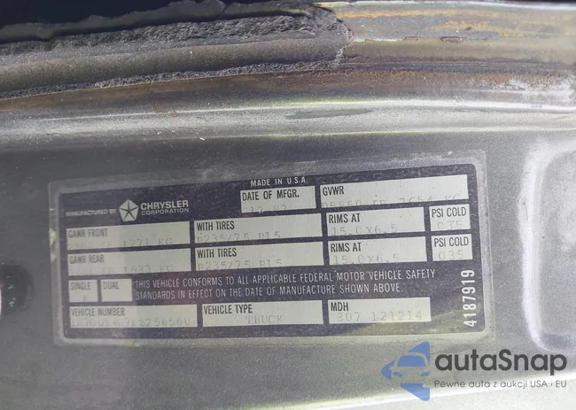 1B7GD14W7ES256560: 43304268