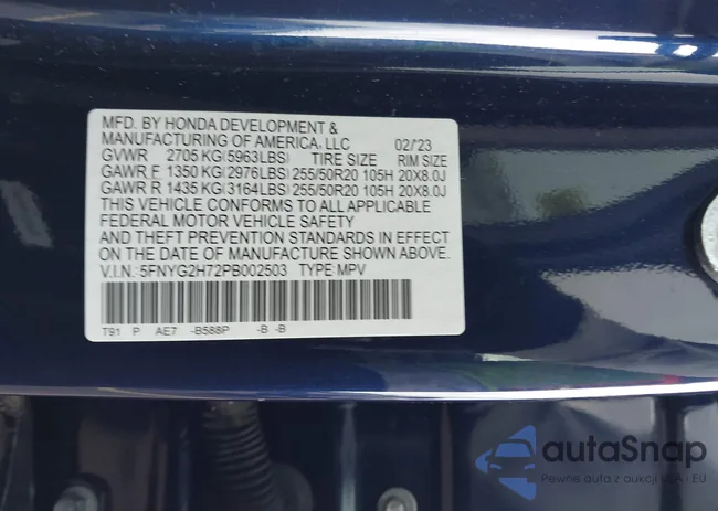 5FNYG2H72PB002503: 43303444