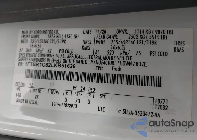 1FTBR1C82LKB51629: 43303470