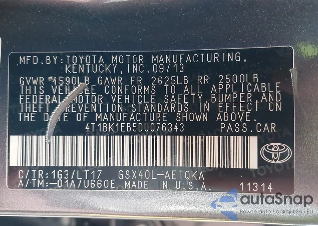 4T1BK1EB5DU076343: 43303770