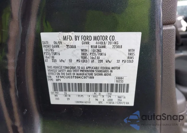 1FMCU03759KC97189: 43304806