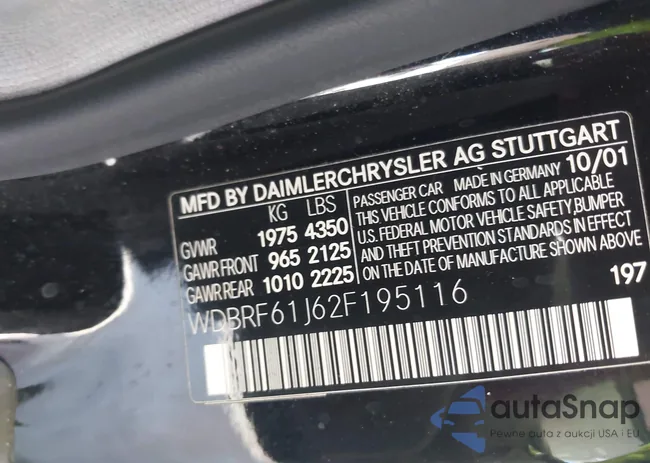 WDBRF61J62F195116: 43304839