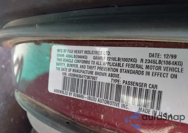 4S3BH6354Y7307007: 43304974