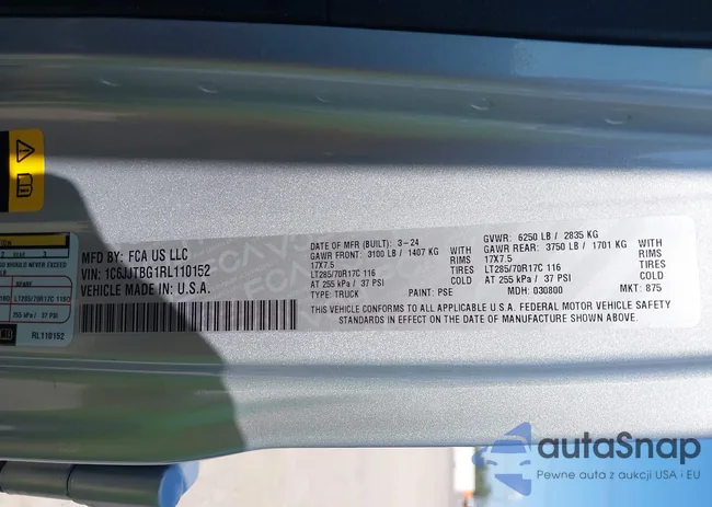 1C6JJTBG1RL110152: 43305244