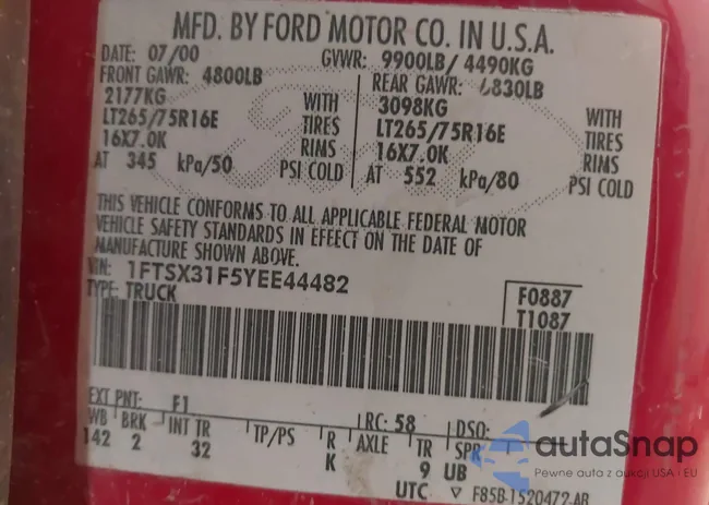 1FTSX31F5YEE44482: 43305356