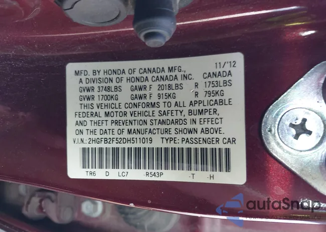 2HGFB2F52DH511019: 43305359